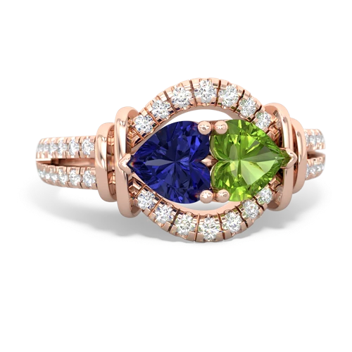 lab sapphire-peridot pave keepsake ring