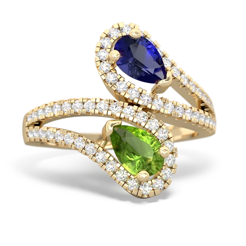 Lab Sapphire Lab Created Sapphire with Genuine Peridot Diamond Dazzler ring Ring