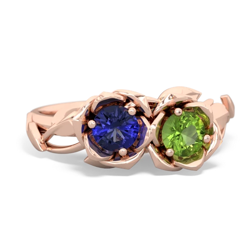 Lab Sapphire Lab Created Sapphire with Genuine Peridot Rose Garden ring Ring