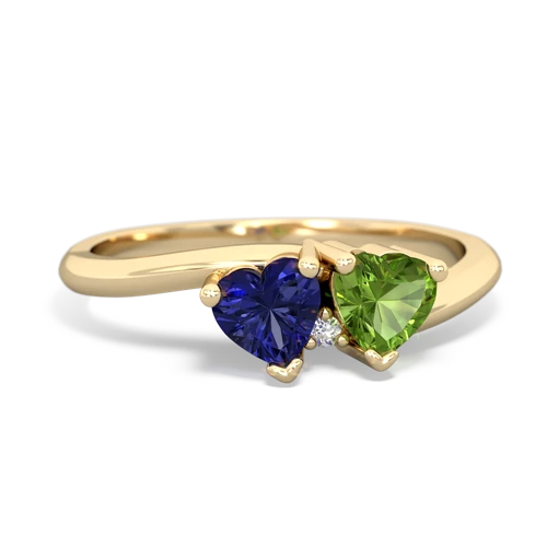 lab sapphire-peridot sweethearts promise ring