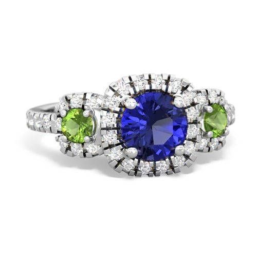 Lab Sapphire Lab Created Sapphire with Genuine Peridot and  Regal Halo ring Ring