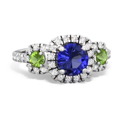 lab sapphire-peridot three stone regal ring