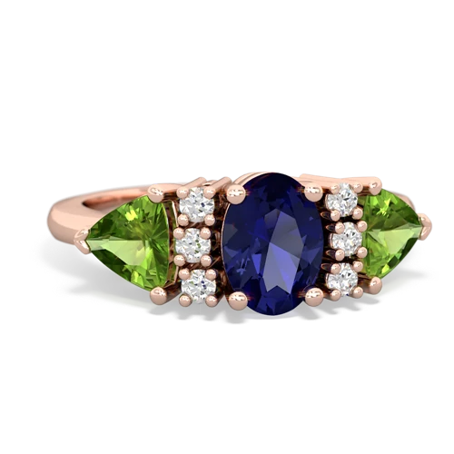 Lab Sapphire Lab Created Sapphire with Genuine Peridot and Genuine Aquamarine Antique Style Three Stone ring Ring