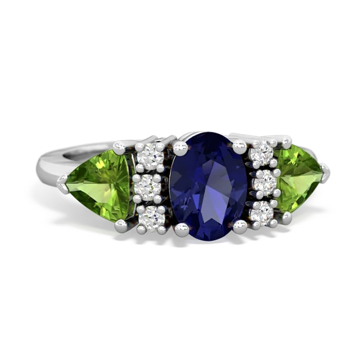 Lab Sapphire Lab Created Sapphire with Genuine Peridot and  Antique Style Three Stone ring Ring