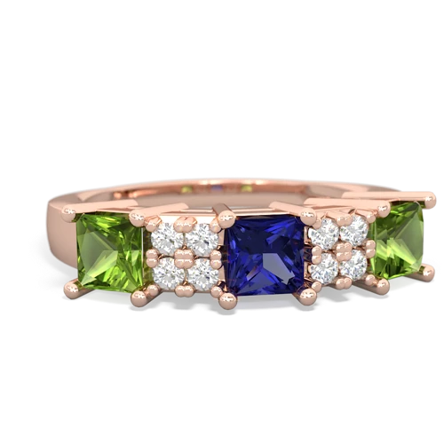 Lab Sapphire Lab Created Sapphire with Genuine Peridot and Genuine Swiss Blue Topaz Three Stone ring Ring