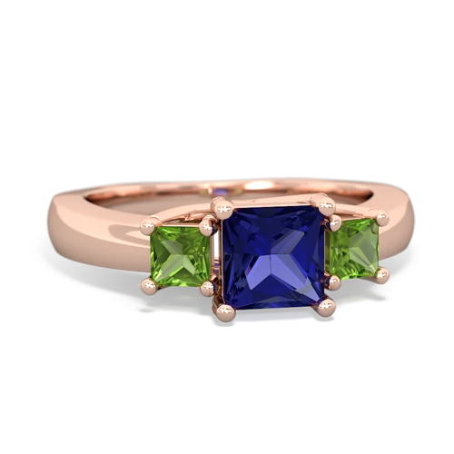 Lab Sapphire Lab Created Sapphire with Genuine Peridot and Lab Created Pink Sapphire Three Stone Trellis ring Ring