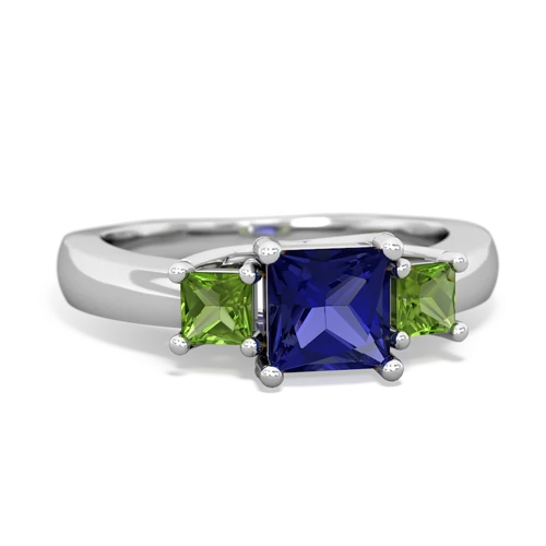 Lab Sapphire Lab Created Sapphire with Genuine Peridot and  Three Stone Trellis ring Ring