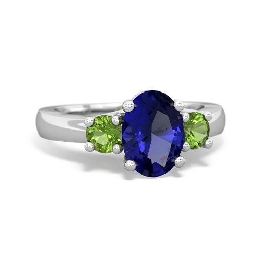 Lab Sapphire Lab Created Sapphire with Genuine Peridot Three Stone Trellis ring Ring