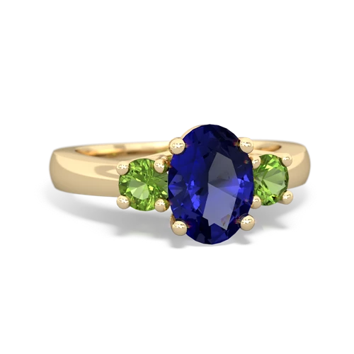 Lab Sapphire Lab Created Sapphire with Genuine Peridot Three Stone Trellis ring Ring