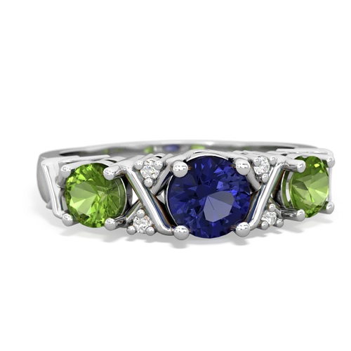 Lab Sapphire Lab Created Sapphire with Genuine Peridot and  Hugs and Kisses ring Ring