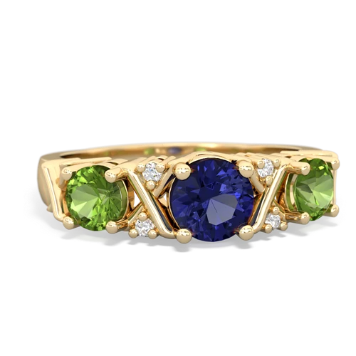 Lab Sapphire Lab Created Sapphire with Genuine Peridot and Lab Created Pink Sapphire Hugs and Kisses ring Ring