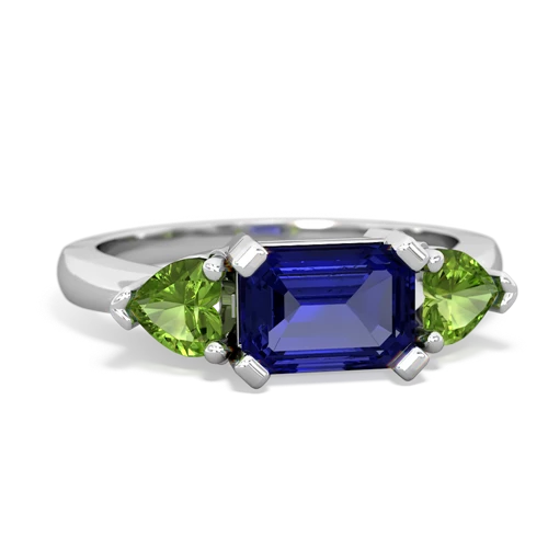 Lab Sapphire Lab Created Sapphire with Genuine Peridot and Genuine London Blue Topaz Three Stone ring Ring