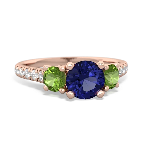 Lab Created Sapphire with Genuine Peridot and  Pave Trellis ring