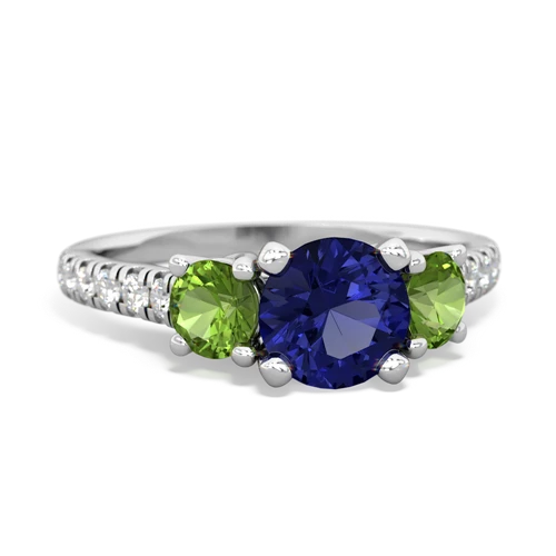 Lab Sapphire Lab Created Sapphire with Genuine Peridot and  Pave Trellis ring Ring