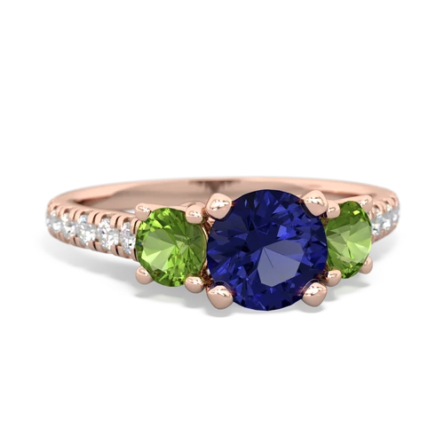 lab sapphire-peridot trellis pave ring