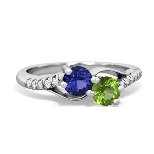Lab Sapphire Lab Created Sapphire with Genuine Peridot Two Stone Infinity ring Ring