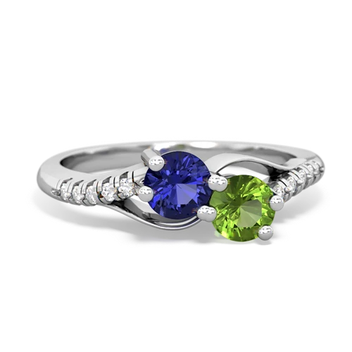 lab sapphire-peridot two stone infinity ring