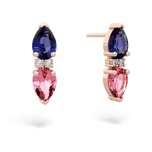 lab sapphire-pink sapphire bowtie earrings