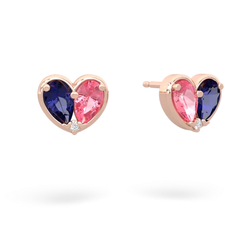 lab sapphire-pink sapphire one heart earrings