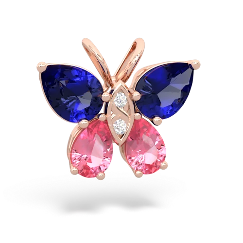 lab sapphire-pink sapphire butterfly pendant