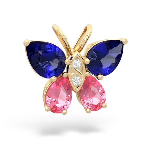 lab sapphire-pink sapphire butterfly pendant