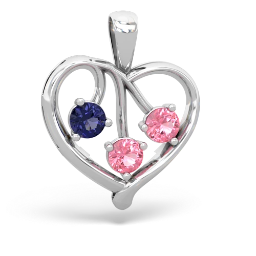 Lab Sapphire Lab Created Sapphire with Lab Created Pink Sapphire and Lab Created Pink Sapphire Glowing Heart pendant Pendant