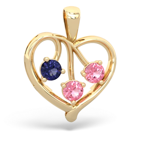 lab sapphire-pink sapphire love heart pendant