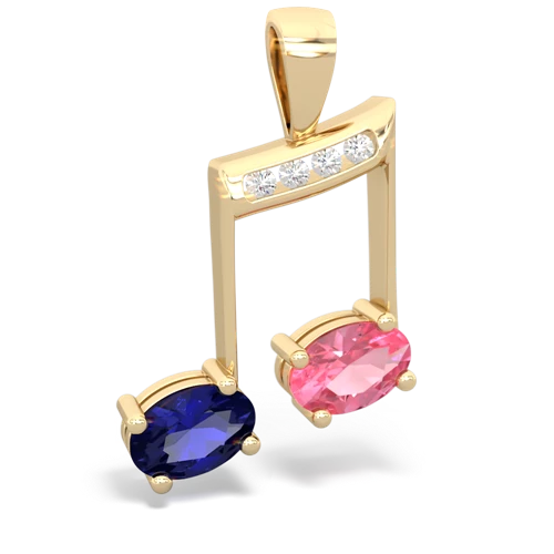 lab sapphire-pink sapphire music notes pendant