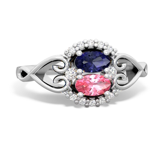 lab sapphire-pink sapphire antique keepsake ring