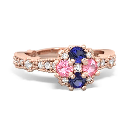lab sapphire-pink sapphire art deco engagement ring