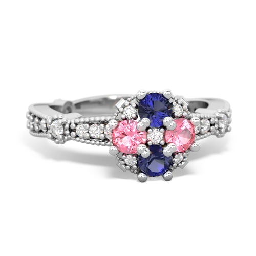 lab sapphire-pink sapphire art deco engagement ring