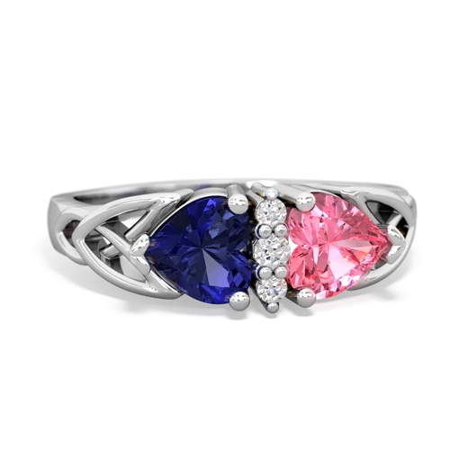 lab sapphire-pink sapphire celtic ring