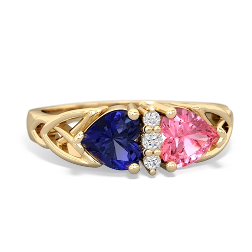 lab sapphire-pink sapphire celtic ring