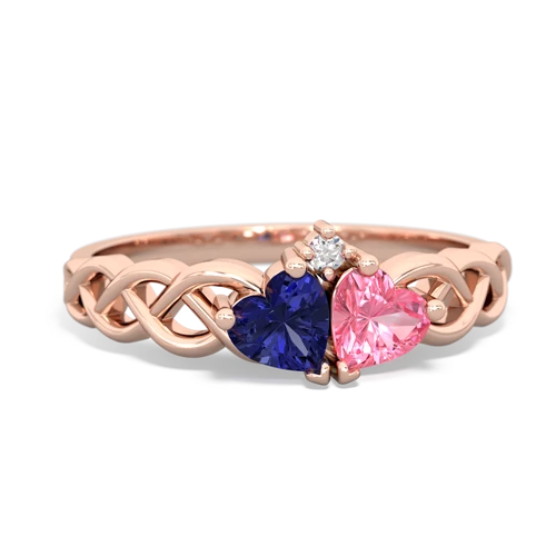 lab sapphire-pink sapphire celtic braid ring