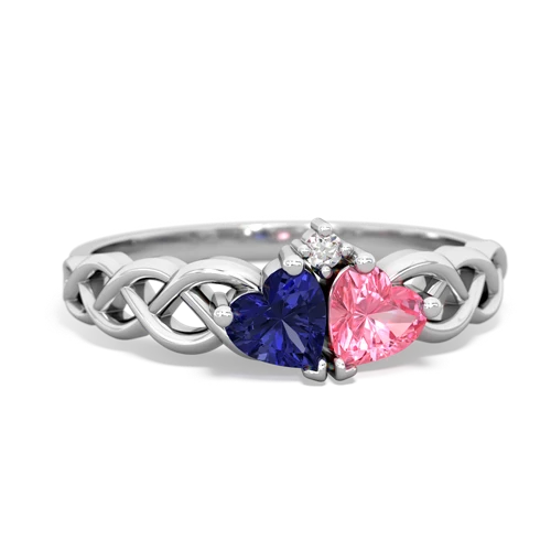 lab sapphire-pink sapphire celtic braid ring