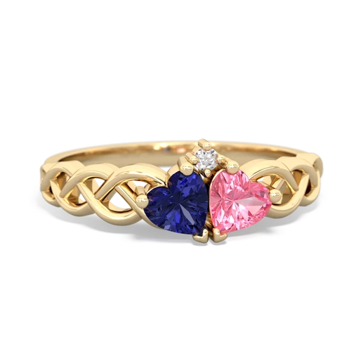 lab sapphire-pink sapphire celtic braid ring