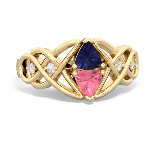lab sapphire-pink sapphire celtic knot ring