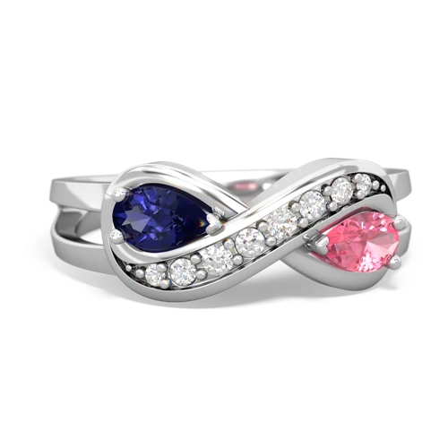 lab sapphire-pink sapphire diamond infinity ring