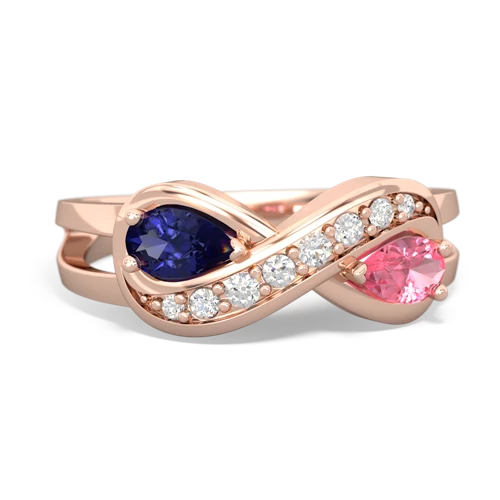 lab sapphire-pink sapphire diamond infinity ring