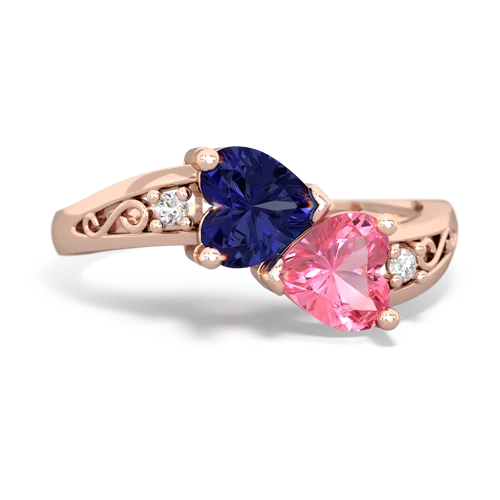 lab sapphire-pink sapphire filligree ring