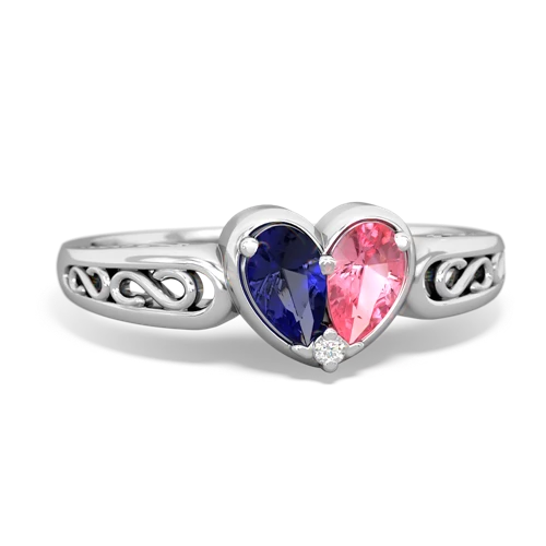 lab sapphire-pink sapphire filligree ring