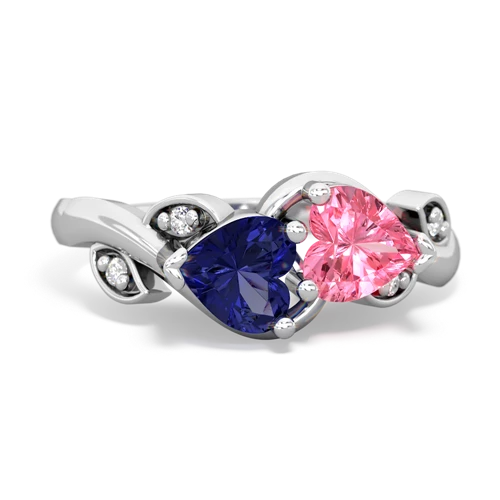 lab sapphire-pink sapphire floral keepsake ring