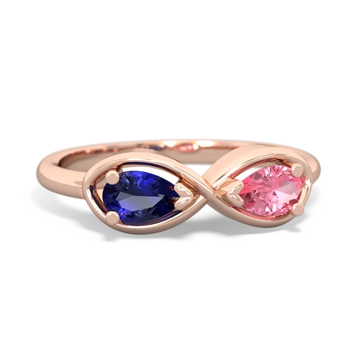 lab sapphire-pink sapphire infinity ring