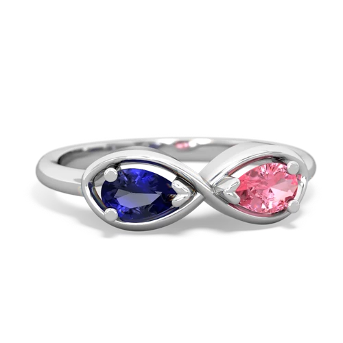 lab sapphire-pink sapphire infinity ring