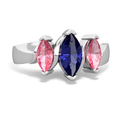 Lab Sapphire Lab Created Sapphire with Lab Created Pink Sapphire and Genuine London Blue Topaz Three Peeks ring Ring