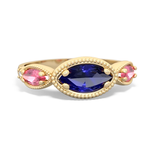 lab sapphire-pink sapphire milgrain marquise ring