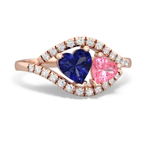 lab sapphire-pink sapphire mother child ring
