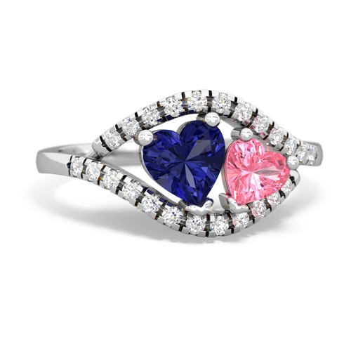 lab sapphire-pink sapphire mother child ring