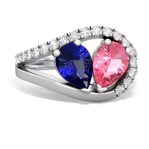 lab sapphire-pink sapphire pave heart ring