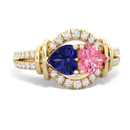 lab sapphire-pink sapphire pave keepsake ring